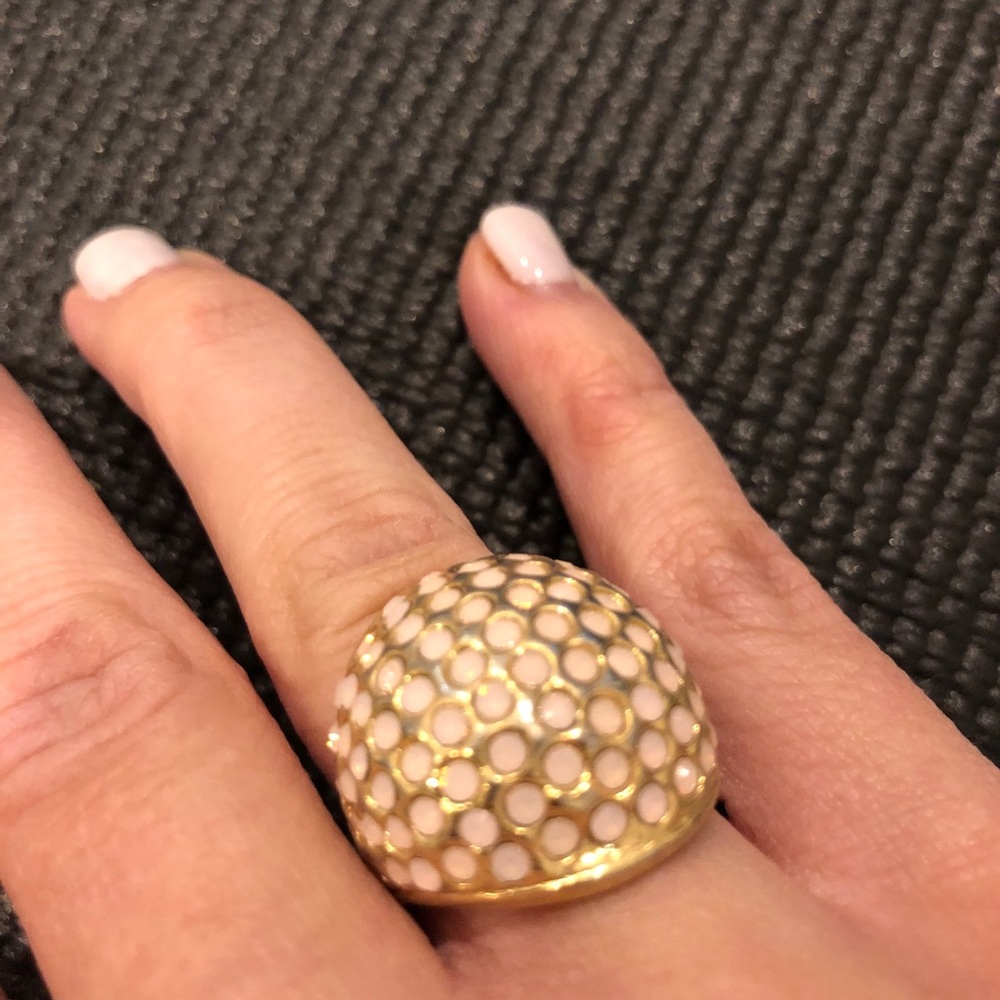 Gold and pink Crystal stone ring